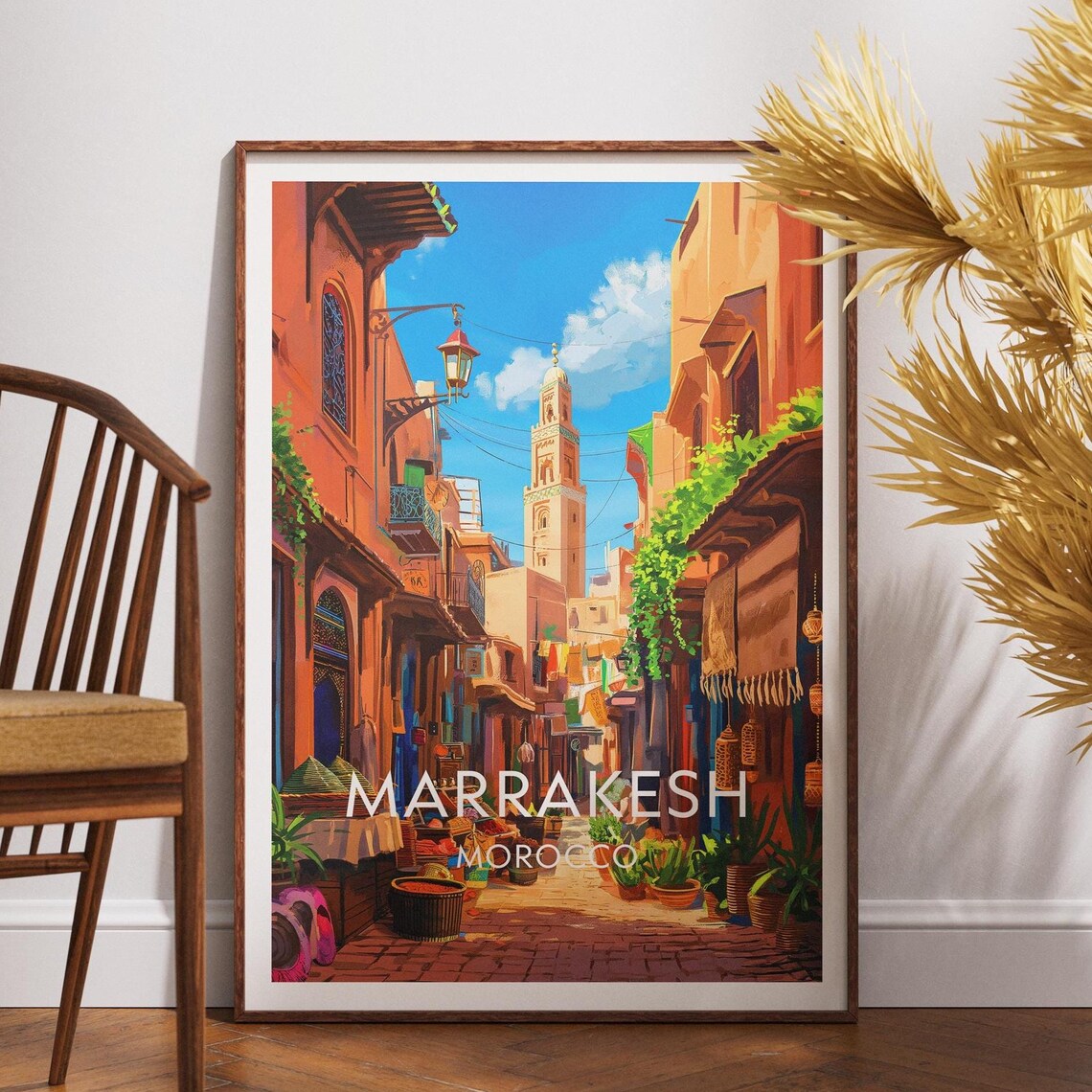 Marrakesh Morocco Medina Lanterns Shops Street Travel Art Poster