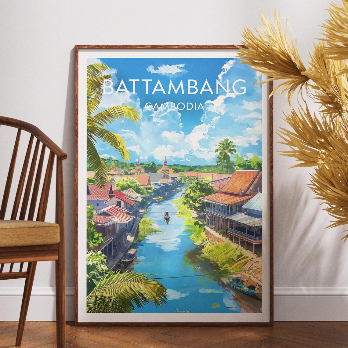 Battambang Print Cambodia Wall Art Poster Se Asia Travel
