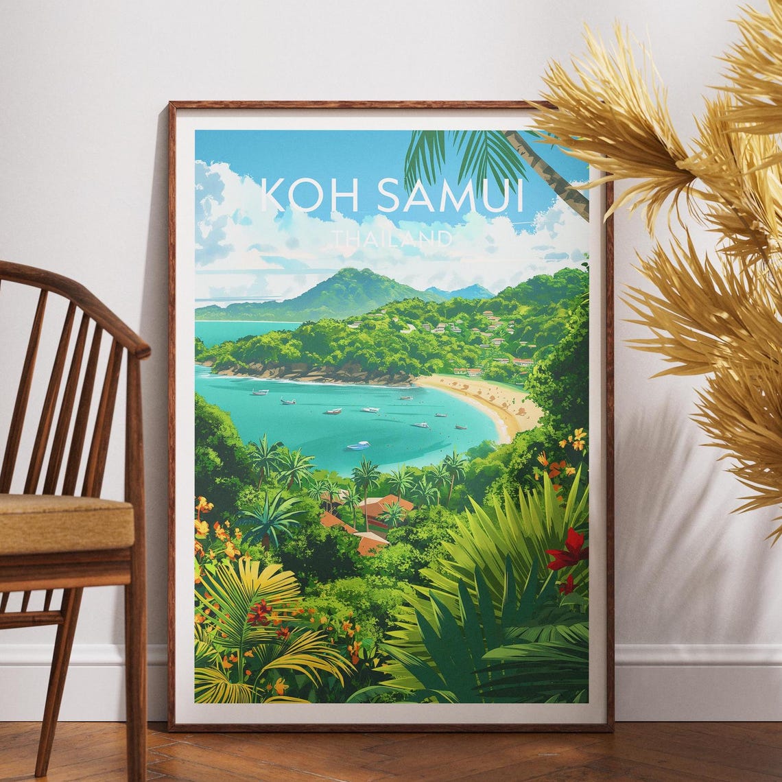 Koh Samui Thailand Island Bay Palm Tree Tropical Beach Poster