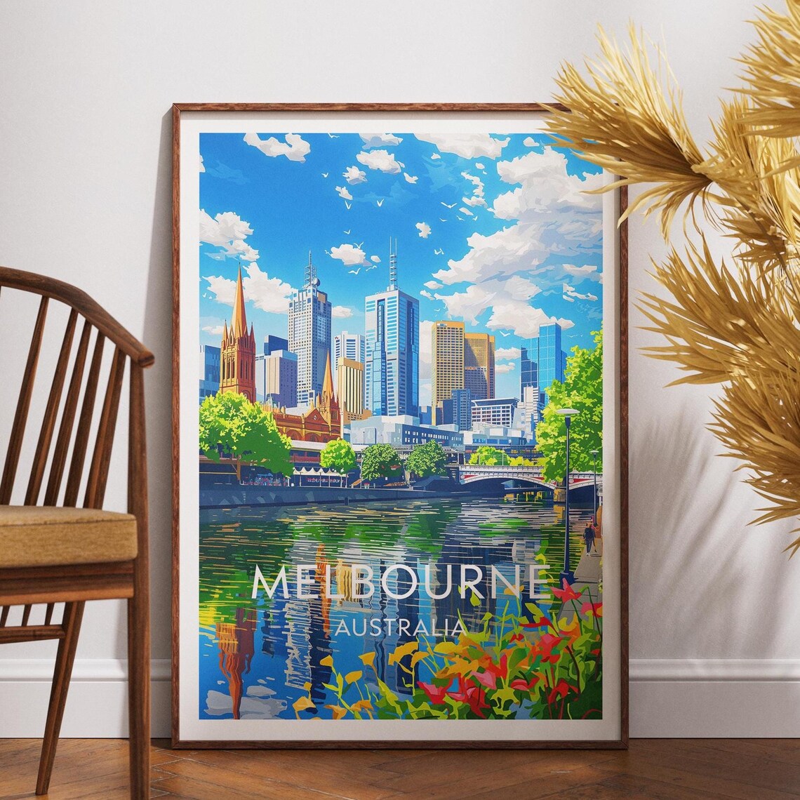 Melbourne Yarra River Skyline with Flinders Street Station Poster