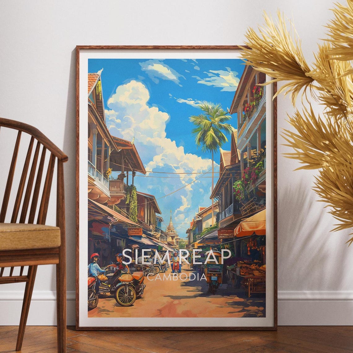 Siem Reap Travel Print Cambodia Poster Wall Art Se Asia