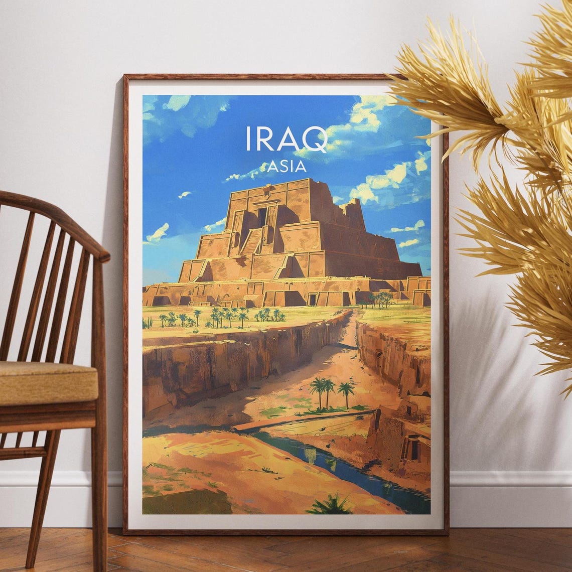 Iraq Ziggurat Ancient Mesopotamian Temple Desert Oasis Ruins Poster