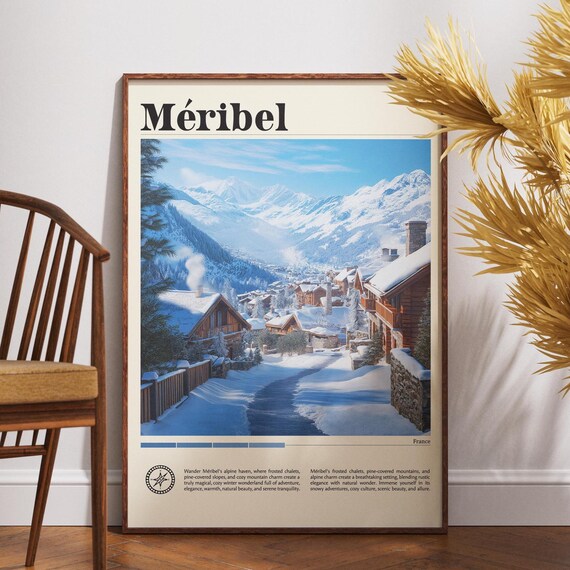 Meribel France Alpine Ski Village Snow Poster Chalets Winter