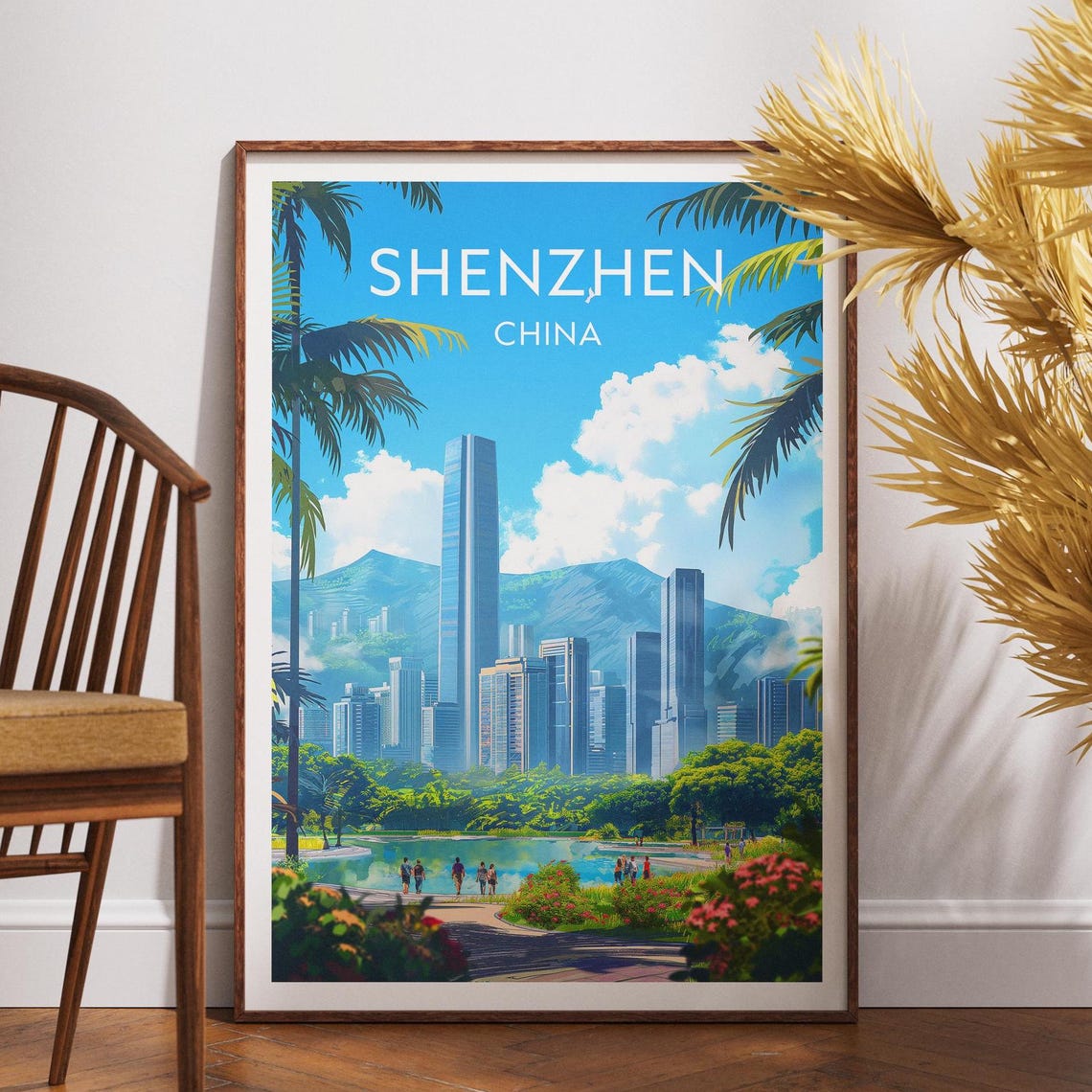 Shenzhen China Modern Skyline Park Cityscape Travel Art Poster