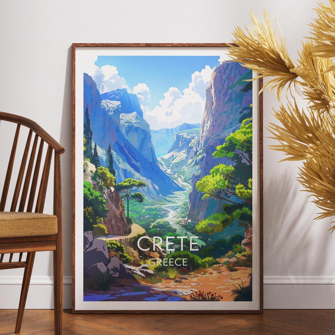 Crete Greece Mountain Gorge Valley Hiking Landscape Travel Art Poster
