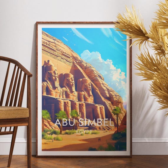 Abu Simbel Temples Travel Print Egypt Poster Wall Art Africa Ancient Luxor