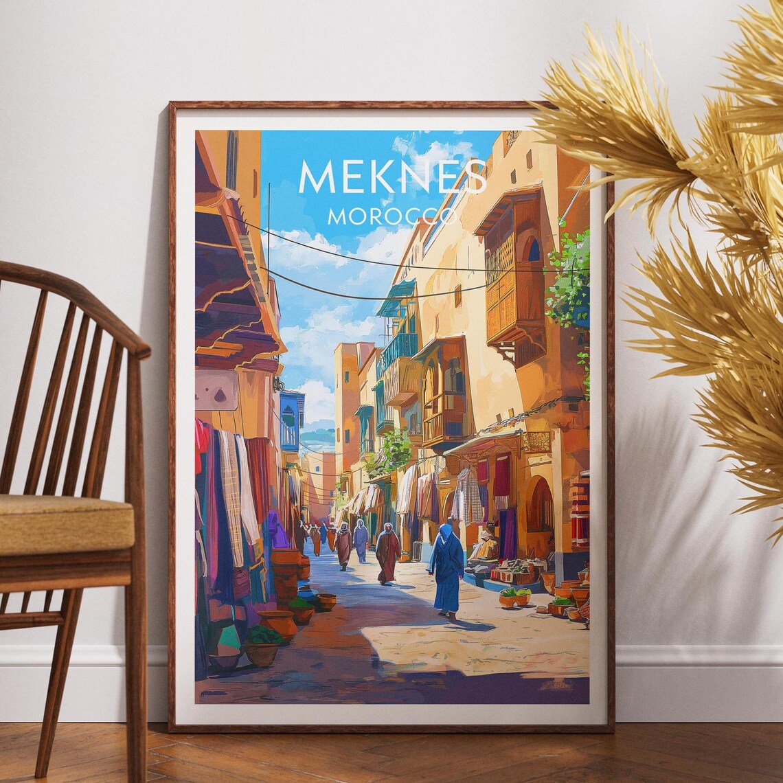 Meknes Morocco Old Town Sunny Market Alley Travel Art Poster
