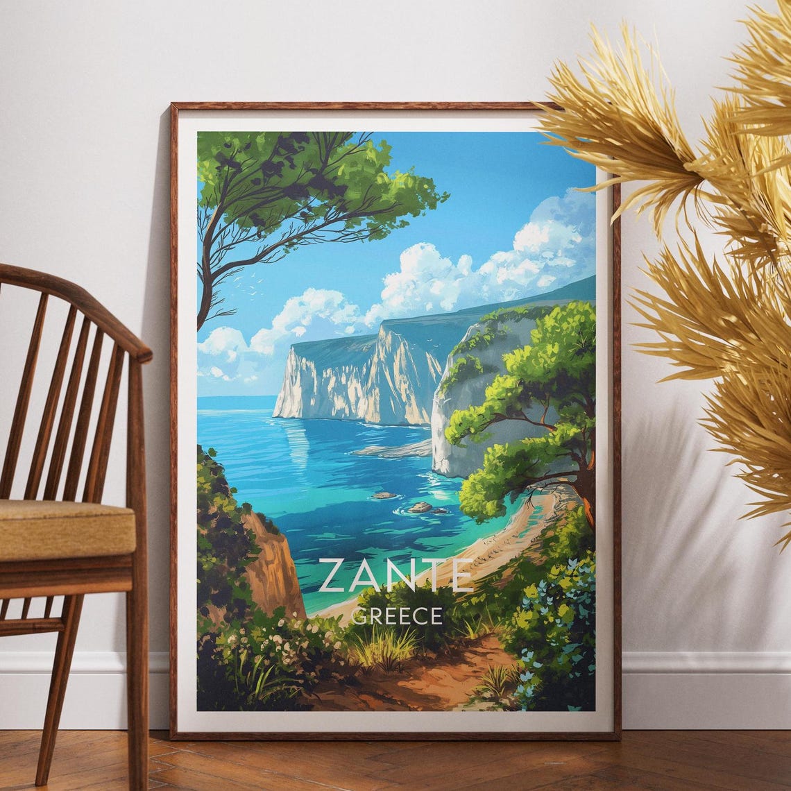 Zante Travel Poster, Greece Europe