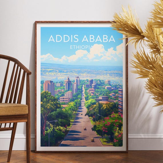 Addis Ababa Travel Print Ethiopia Poster Africa Wall Art