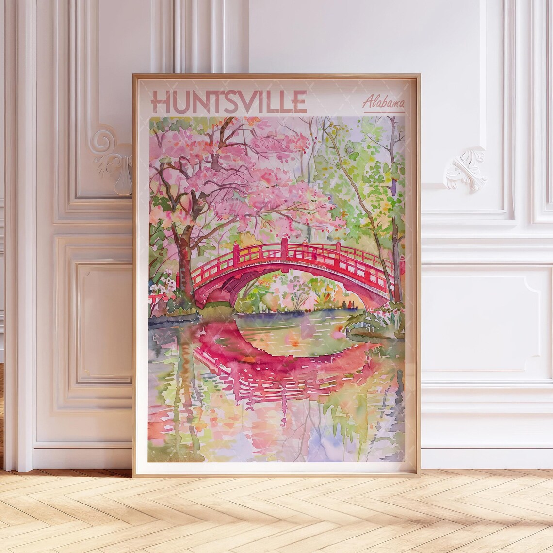 Huntsville Watercolor Travel Poster, Madison City Alabama