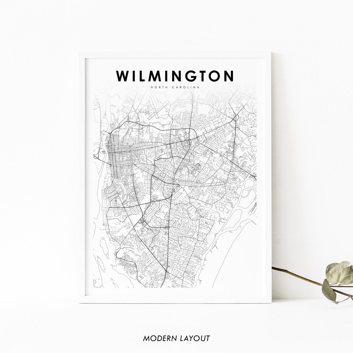 Wilmington NC Map Print, North Carolina Travel Poster