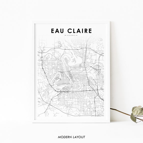 Eau Claire WI Map Print, Wisconsin Nursery Decor