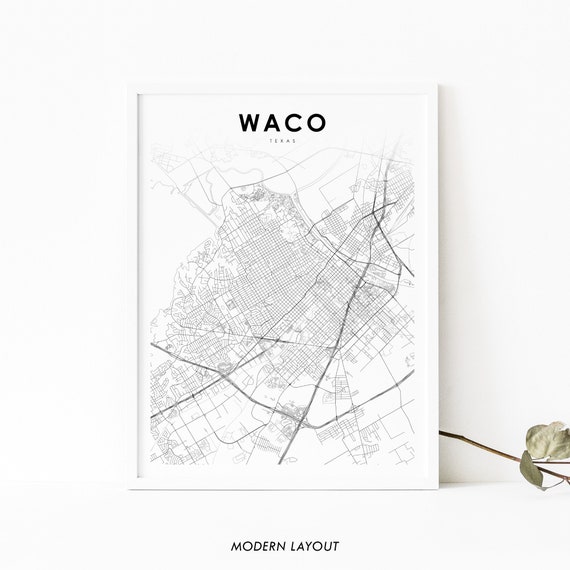 Waco TX Map Print, Texas City Street Poster