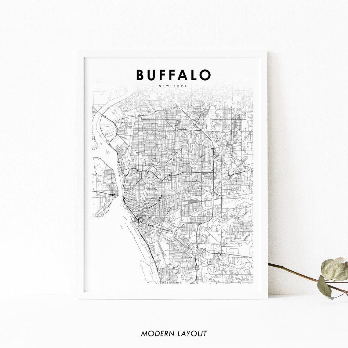 Buffalo Area NY Map Print, New York Art Poster