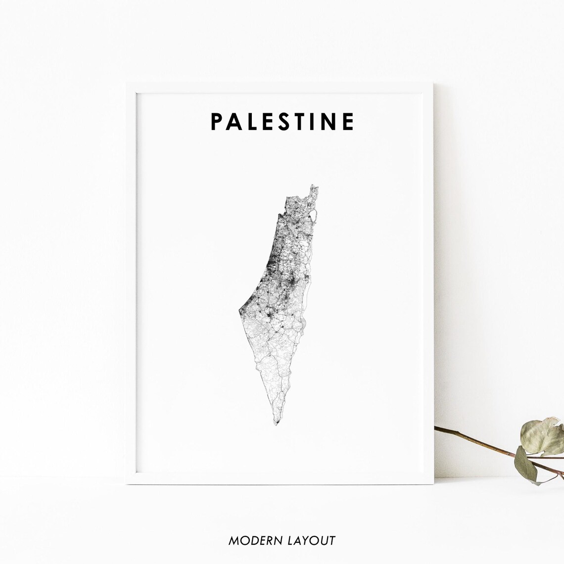 Historic Palestine Map Print, Jerusalem Road Poster