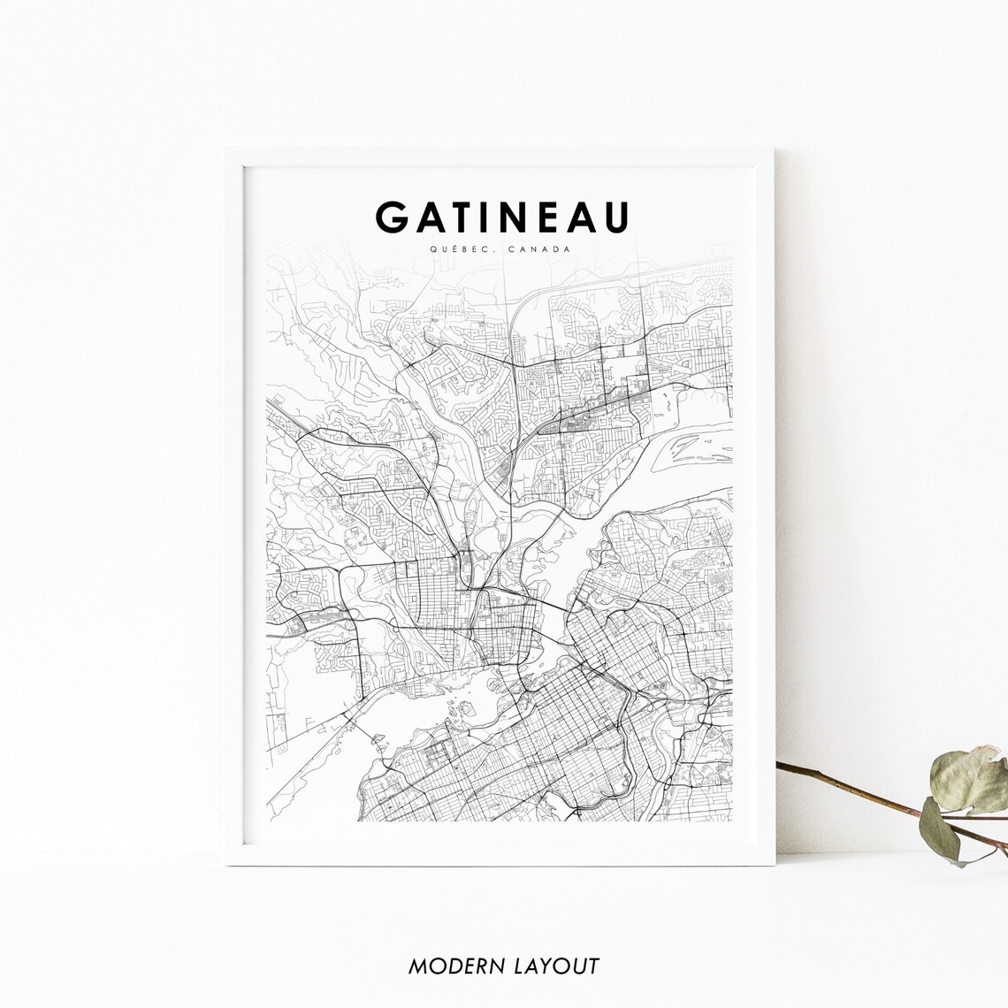 Gatineau Map Print, Québec Canada Travel Poster