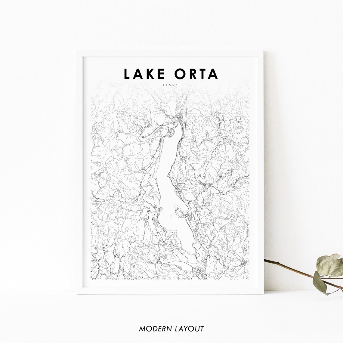 Lake Orta Italy Map Print, Lago d'Orta Art Poster