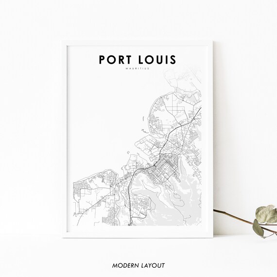 Port Louis Mauritius Map Print Art Poster Portlouis Porlwi City Street Road Nursery Room Wall Office Decor