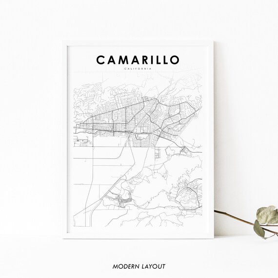 Camarillo, CA Map Print, Ventura City Street Poster