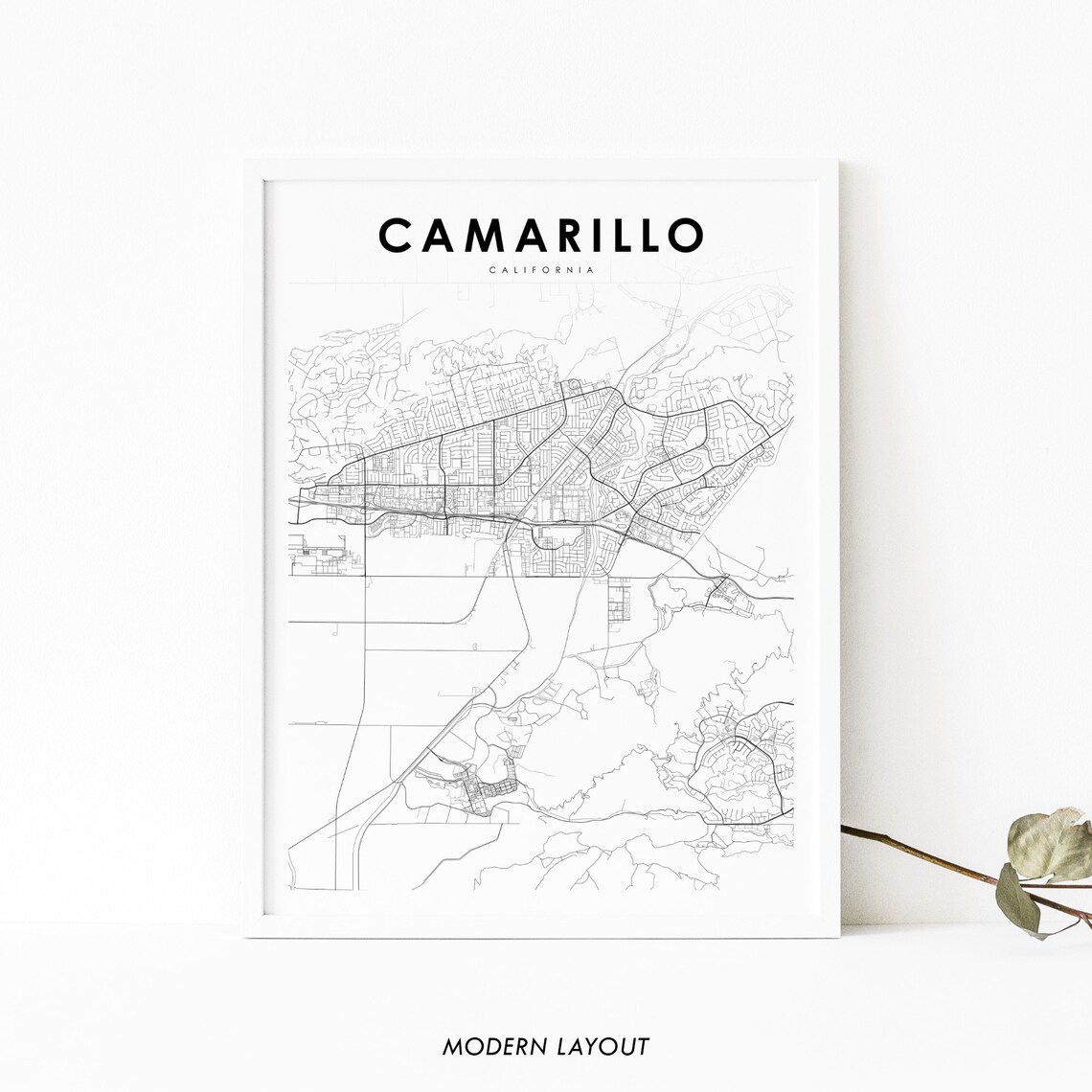 Camarillo, CA Map Print, Ventura City Street Poster