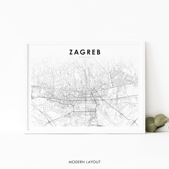 Zagreb Croatia Map Art Print, Nursery Room Decor