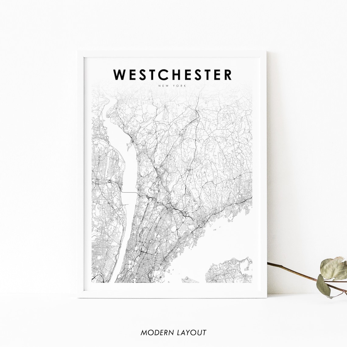 Westchester County NY Map Print, New York Art Poster