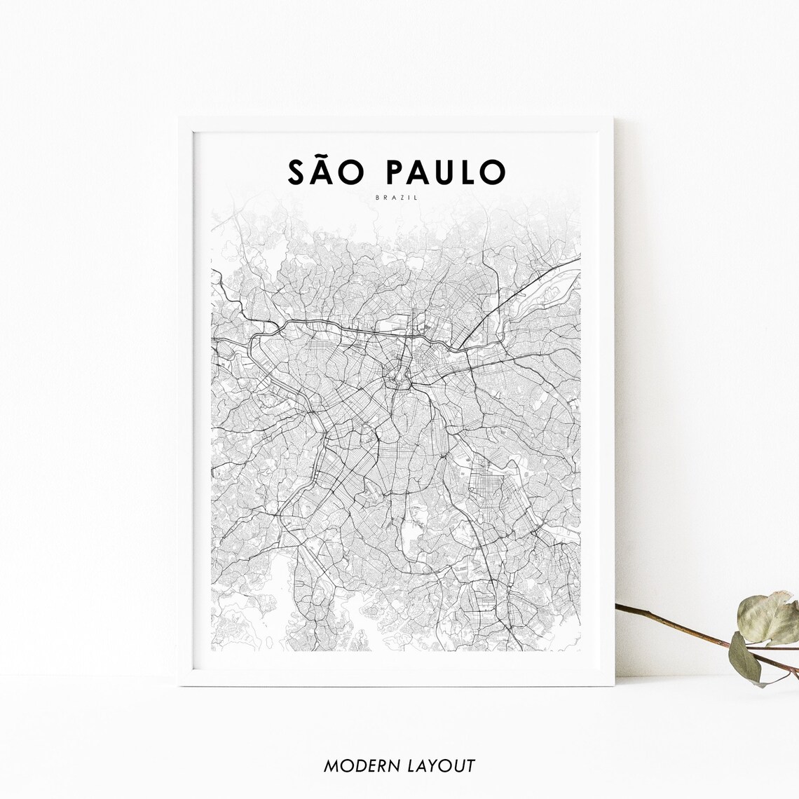 Sao Paulo Area Brazil Map Print, So Brasil Poster