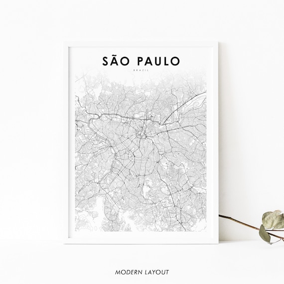 Sao Paulo Area Brazil Map Print, So Brasil Poster