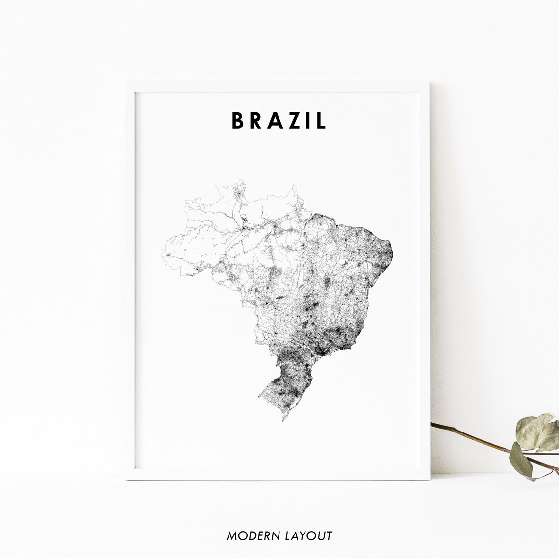 Brazil Map Print, Nursery Room Wall Art Poster
