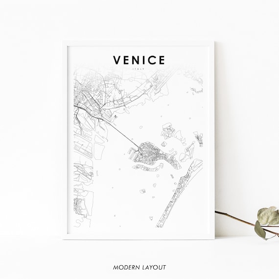 Venice Area Italy Map Print Venezia Italia Art Poster Venetian City Street Road Nursery Room Wall Office Decor