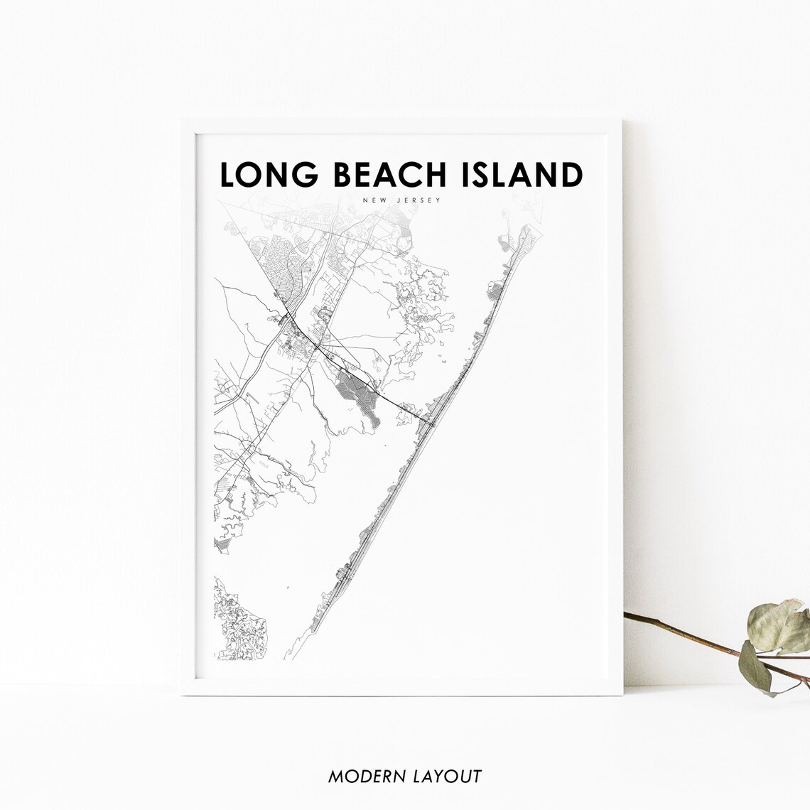 Long Beach Island NJ Map Print, New Jersey Poster