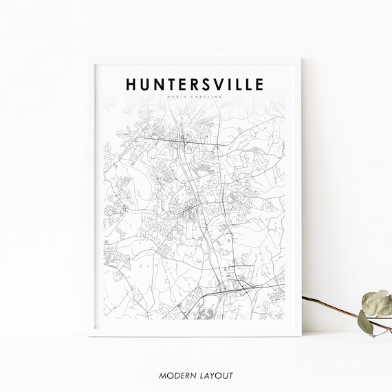 Huntersville North Carolina Minimalist City Street Map Art Print