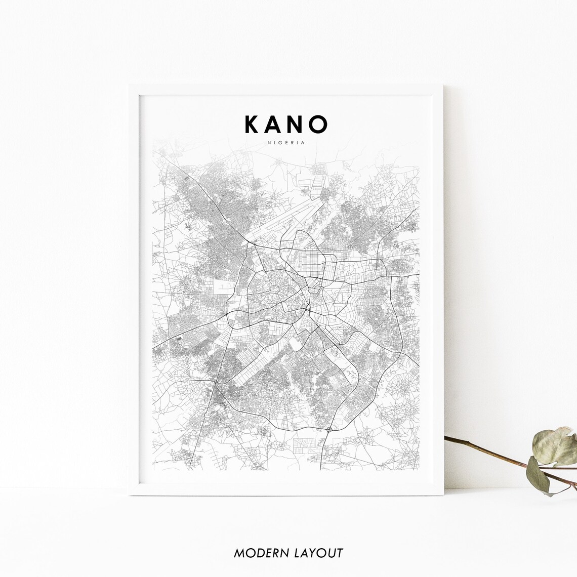 Kano Nigeria Map Print, Minimalist City Poster