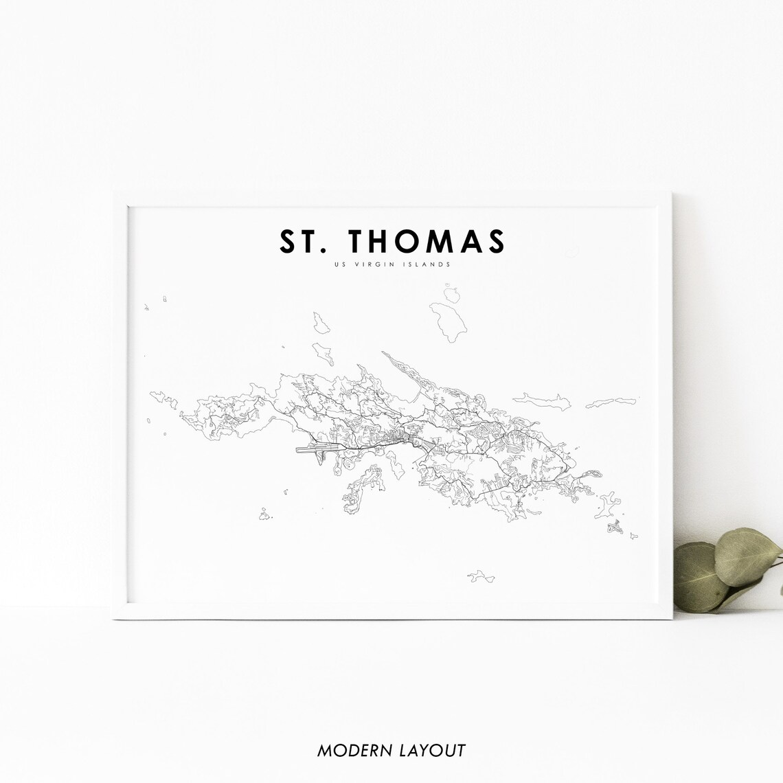 St Thomas US Virgin Islands Map Art Print