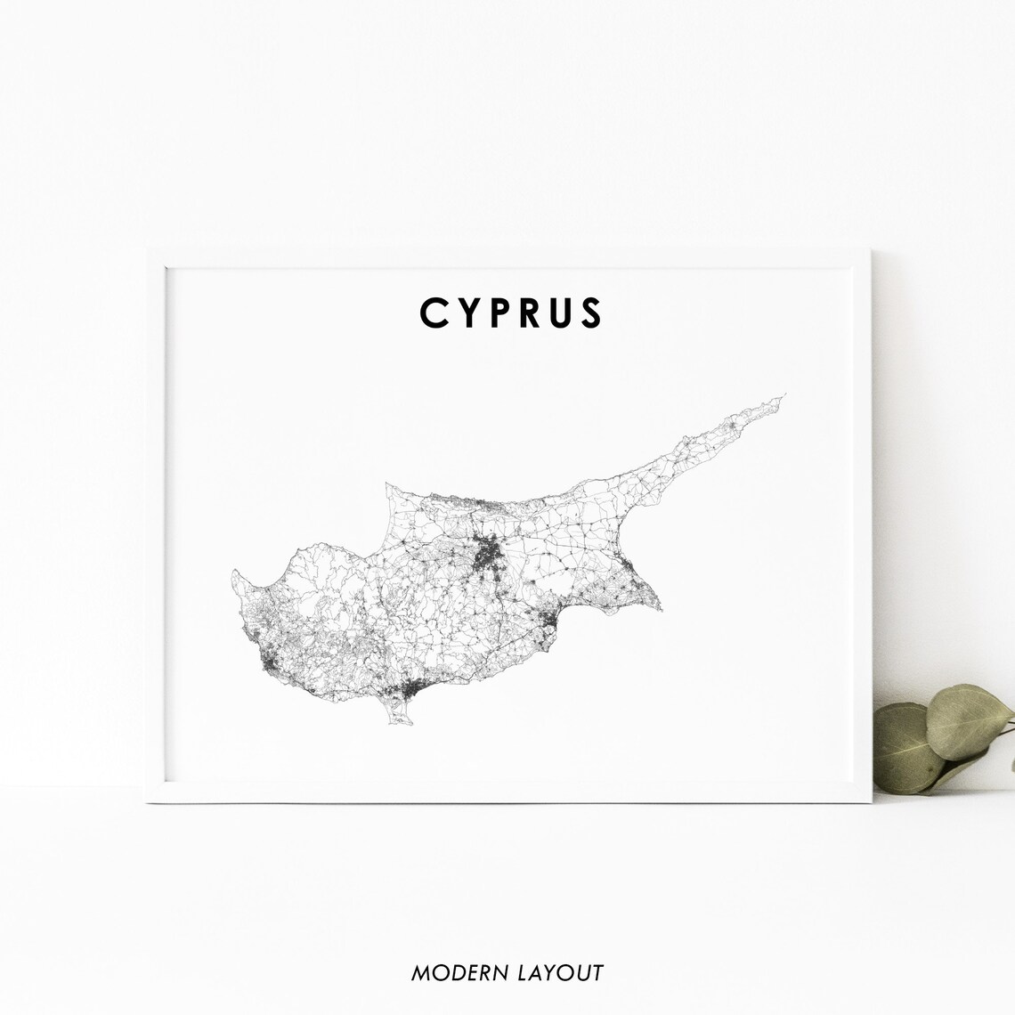 Cyprus Map Print Poster, Nicosia Nursery Decor