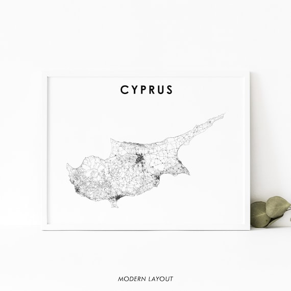 Cyprus Map Print Poster, Nicosia Nursery Decor