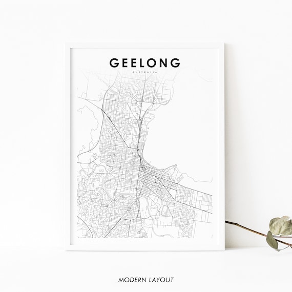 Geelong Vic Map Print Australia Art Poster Victoria City Street Road Nursery Room Wall Office Decor