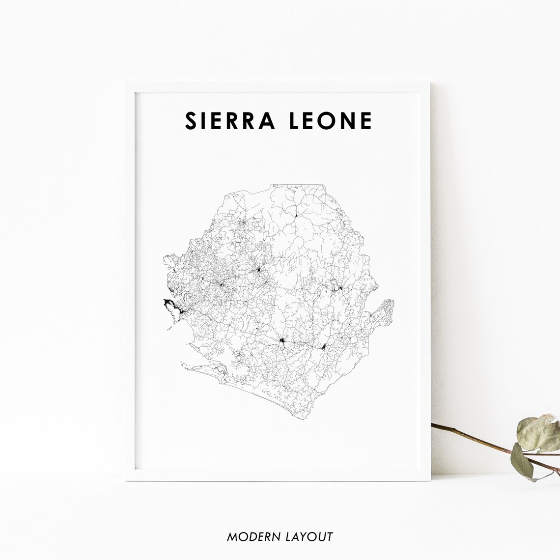Sierra Leone Map Print, Freetown West Africa Poster