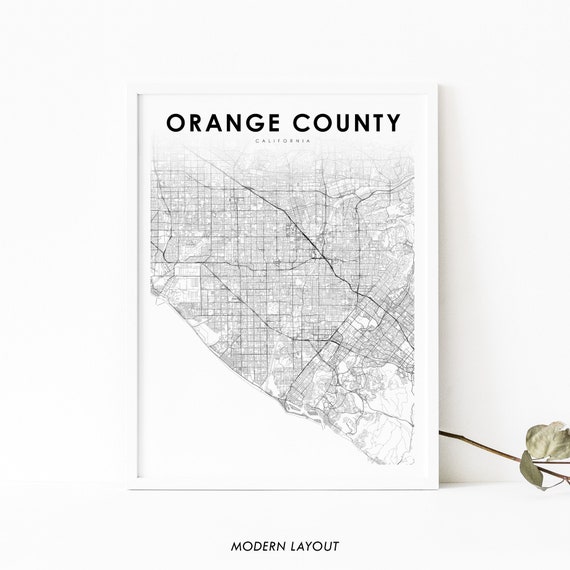 Orange County CA Map Poster, Nursery Room Decor