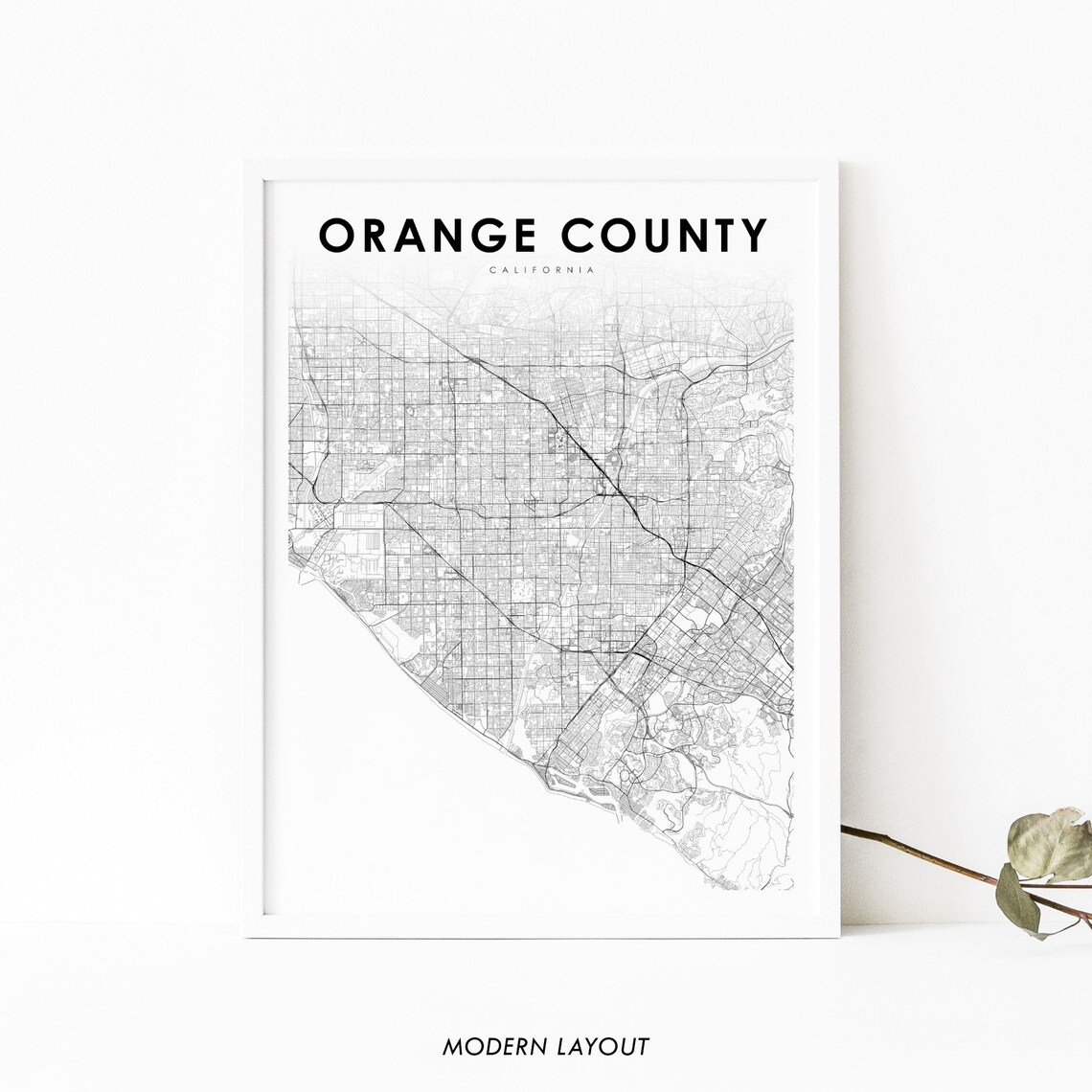 Orange County CA Map Poster, Nursery Room Decor