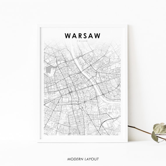 Warsaw Poland Capital City Street Map Minimalist Black White Poster