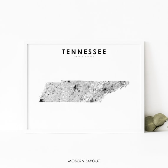 Tennessee Map Print State Road Tn Usa United States Art Poster Nursery Room Wall Office Decor