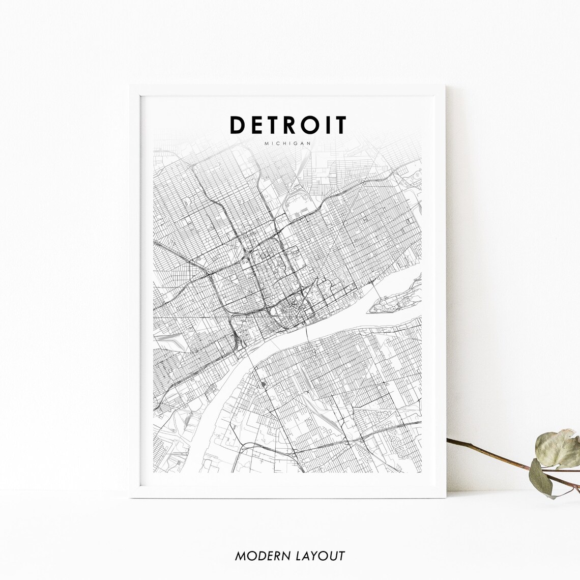 Detroit, MI Map Print - Nursery Room Decor