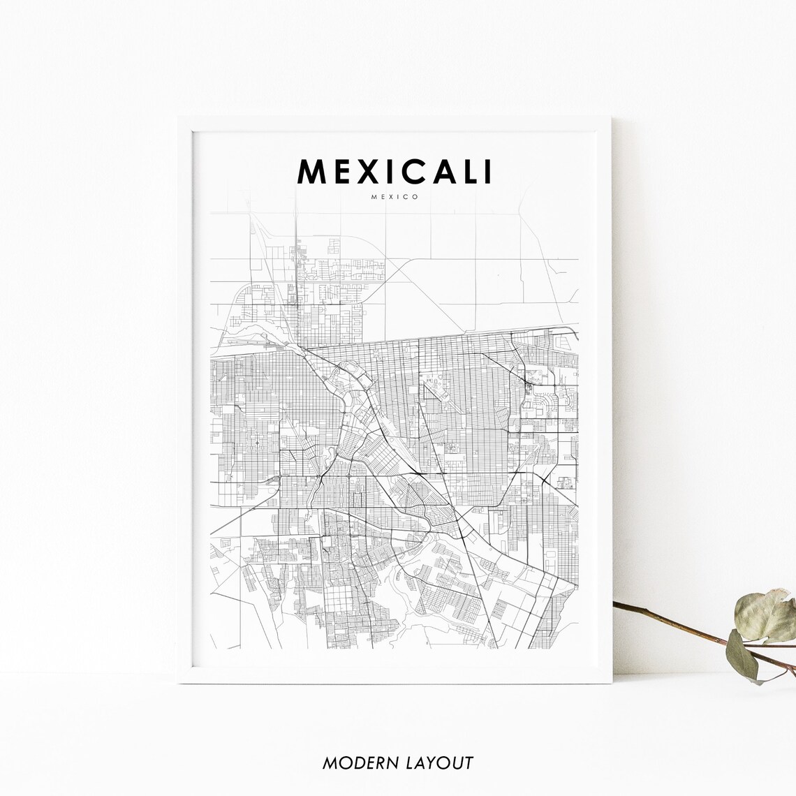 Mexicali Mexico Map Print, Nursery Room Art Poster