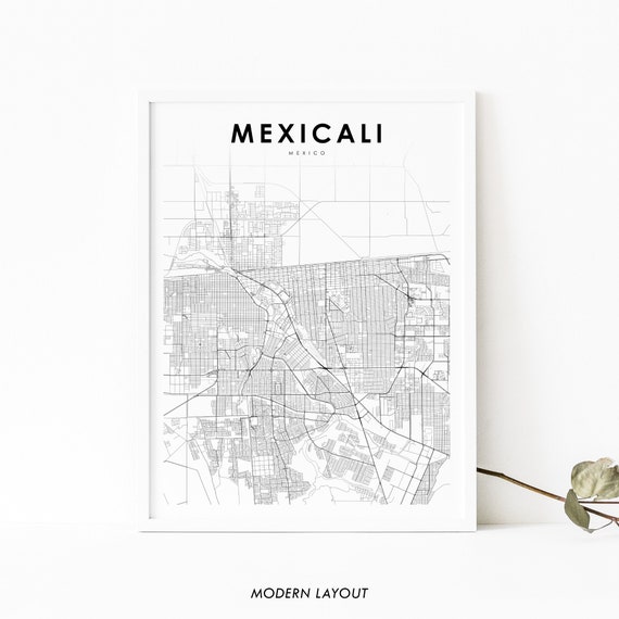 Mexicali Mexico Map Print, Nursery Room Art Poster
