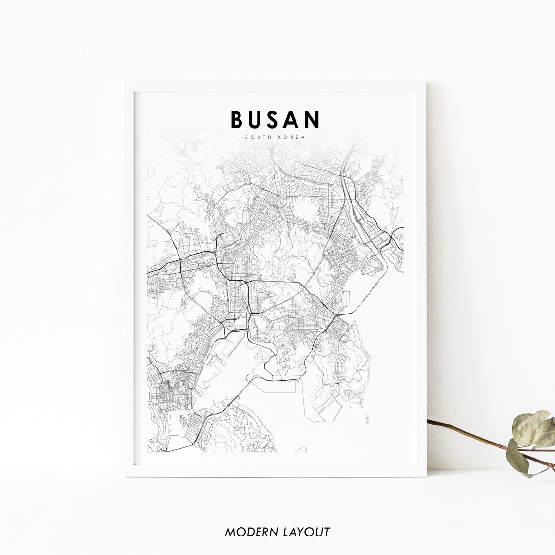 Downtown Busan South Korea Map Art Poster