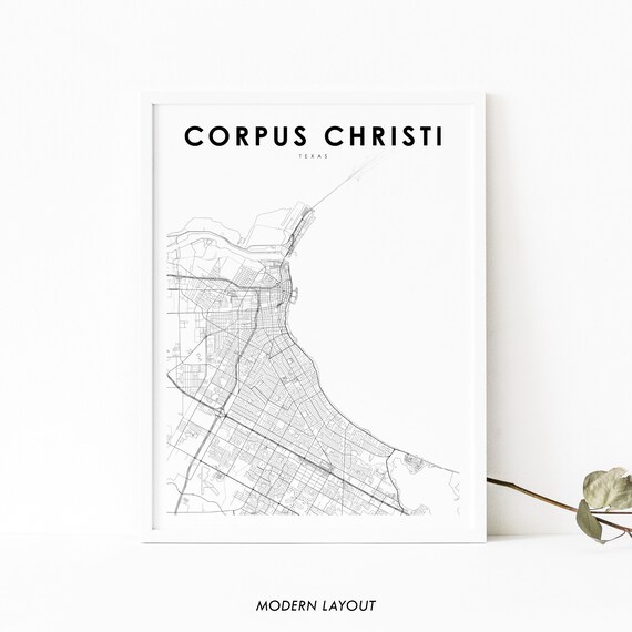 Corpus Christi Tx Map Print Texas Usa Art Poster Nueces City Street Road Nursery Room Wall Office Decor