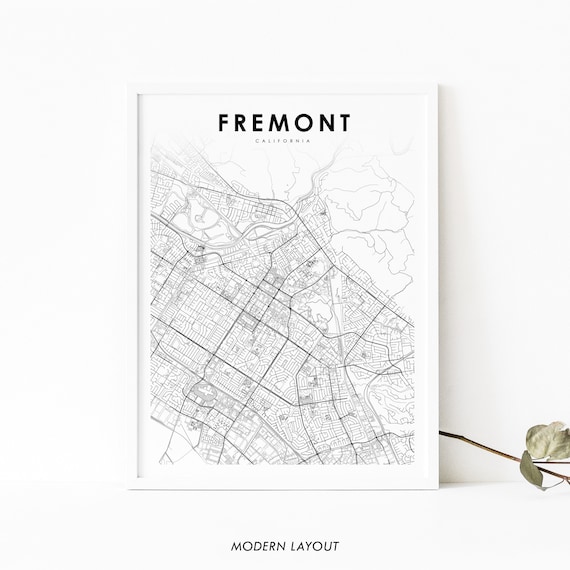 Fremont California Bay Area Street Map Modern Minimalist Poster