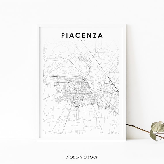 Piacenza Italy City Street Map Minimalist Modern Wall Poster