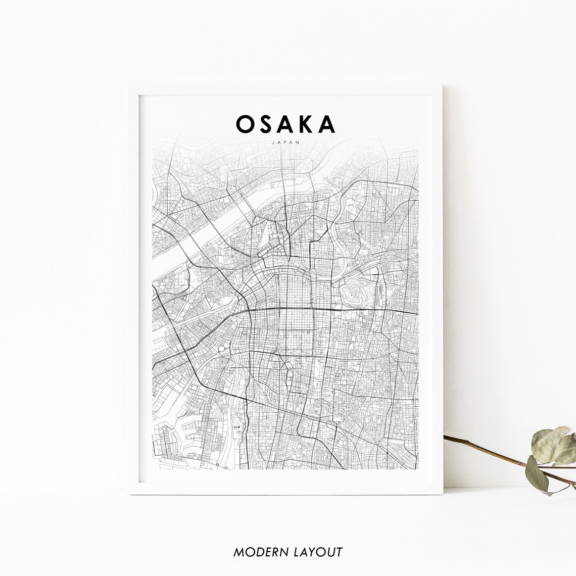 Osaka Japan Map Print Poster, Kansai City Map